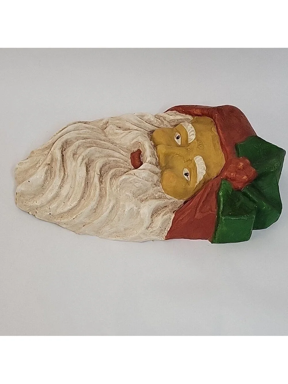 Vtg Large Paper Mache Santa Face Wall Hanging, Display